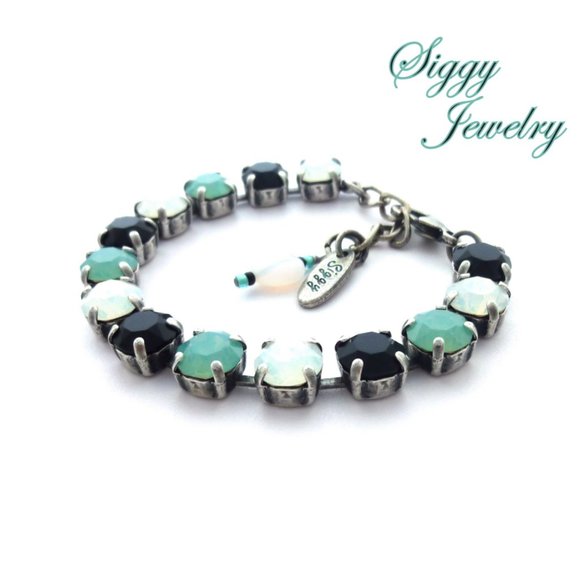 Austrian Crystal Himalaya Tennis Bracelet, White Opal, Pacific Opal, Jet - Picture 7 of 11